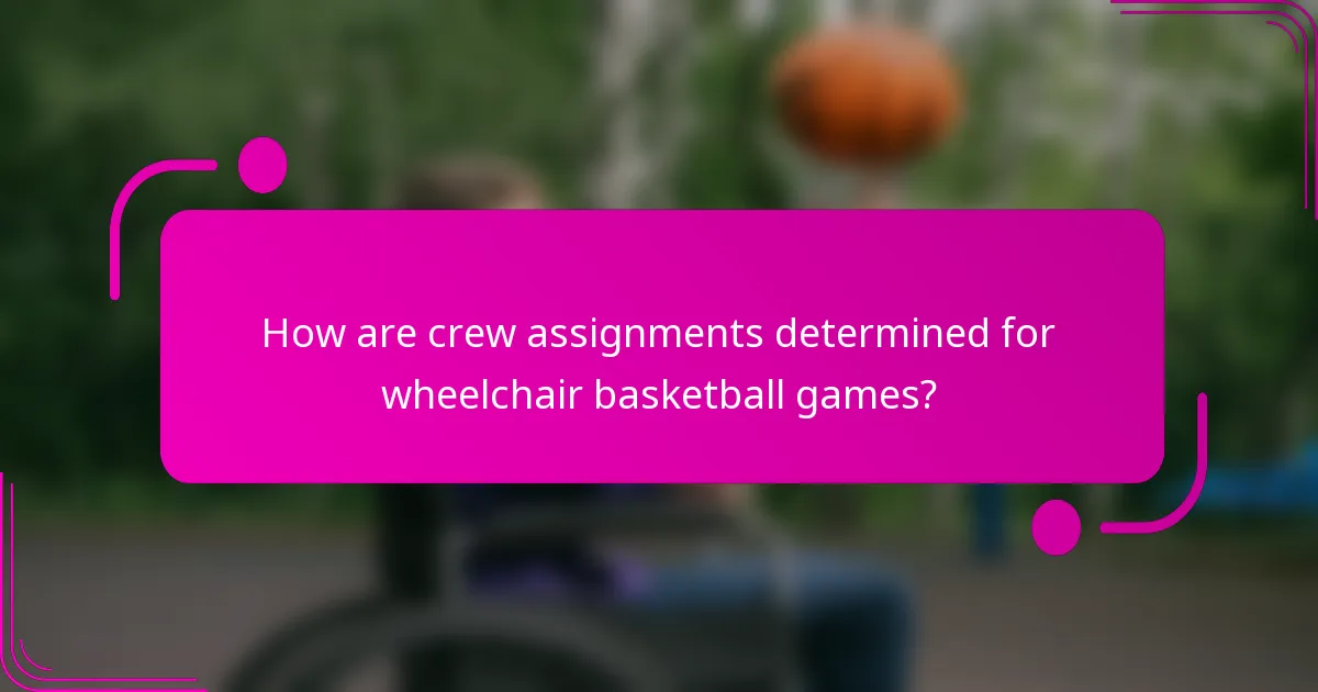How are crew assignments determined for wheelchair basketball games?