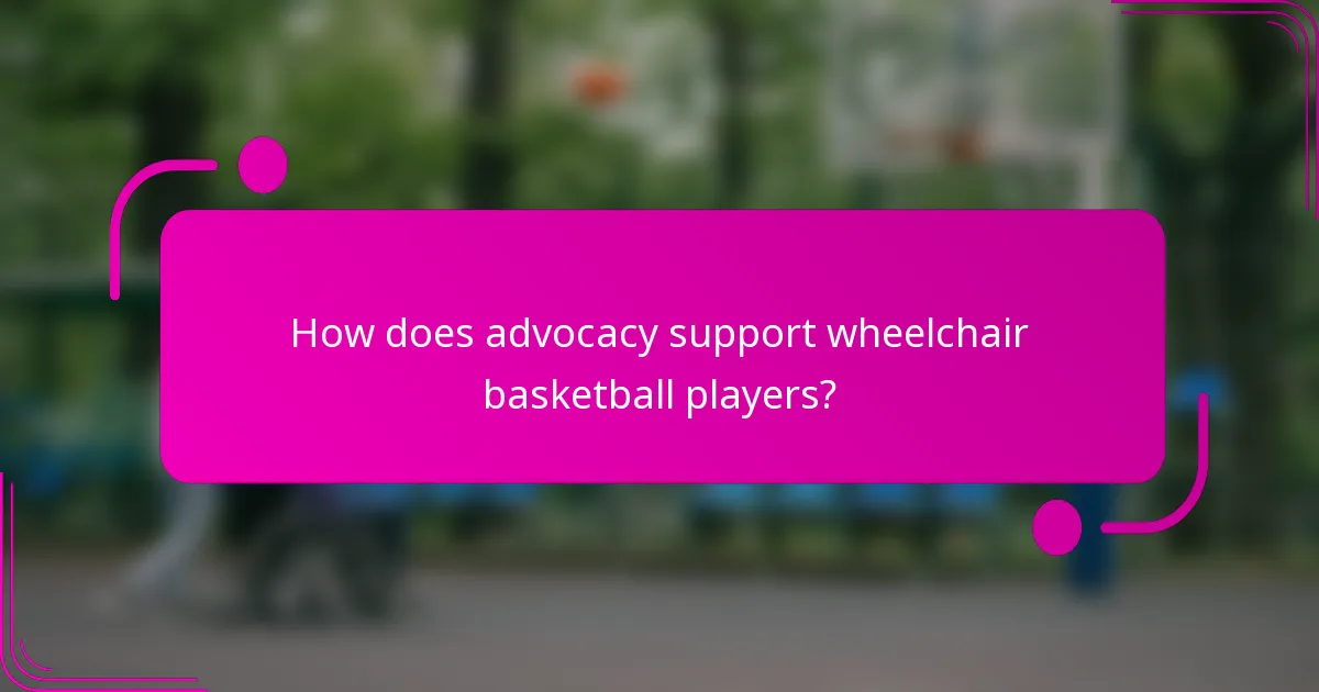 How does advocacy support wheelchair basketball players?