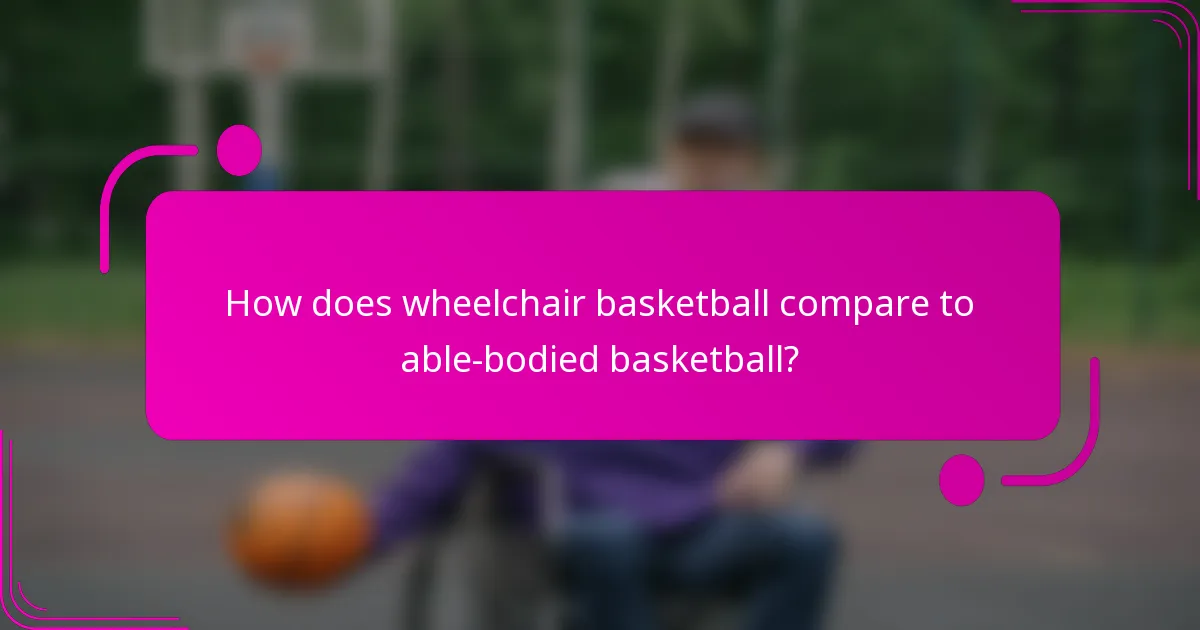 How does wheelchair basketball compare to able-bodied basketball?