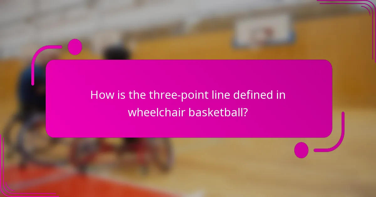 How is the three-point line defined in wheelchair basketball?