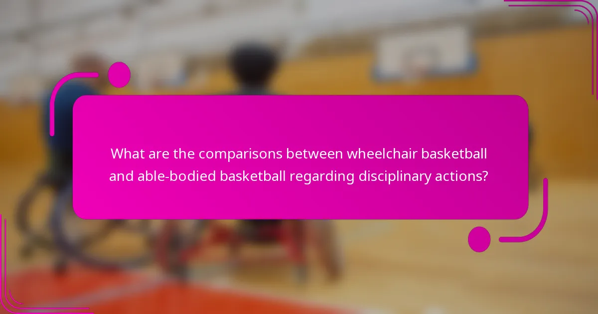 What are the comparisons between wheelchair basketball and able-bodied basketball regarding disciplinary actions?