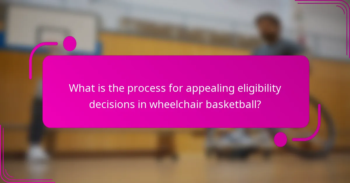 What is the process for appealing eligibility decisions in wheelchair basketball?