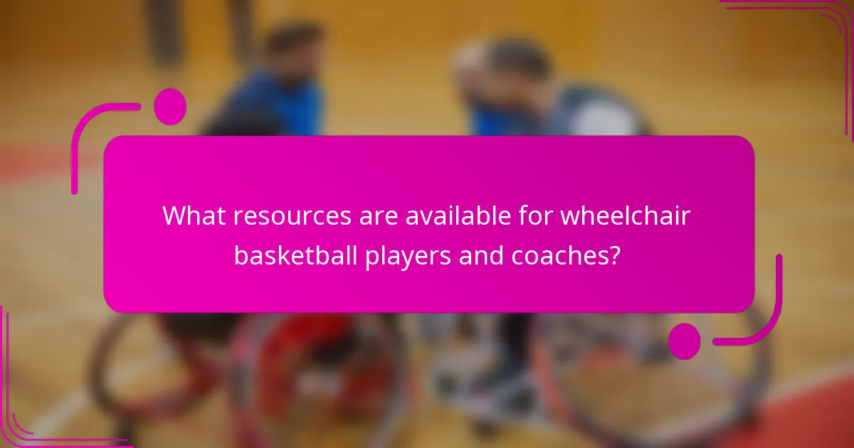What resources are available for wheelchair basketball players and coaches?