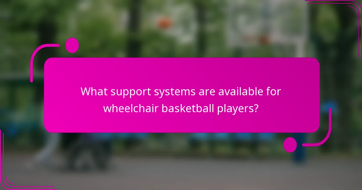 What support systems are available for wheelchair basketball players?